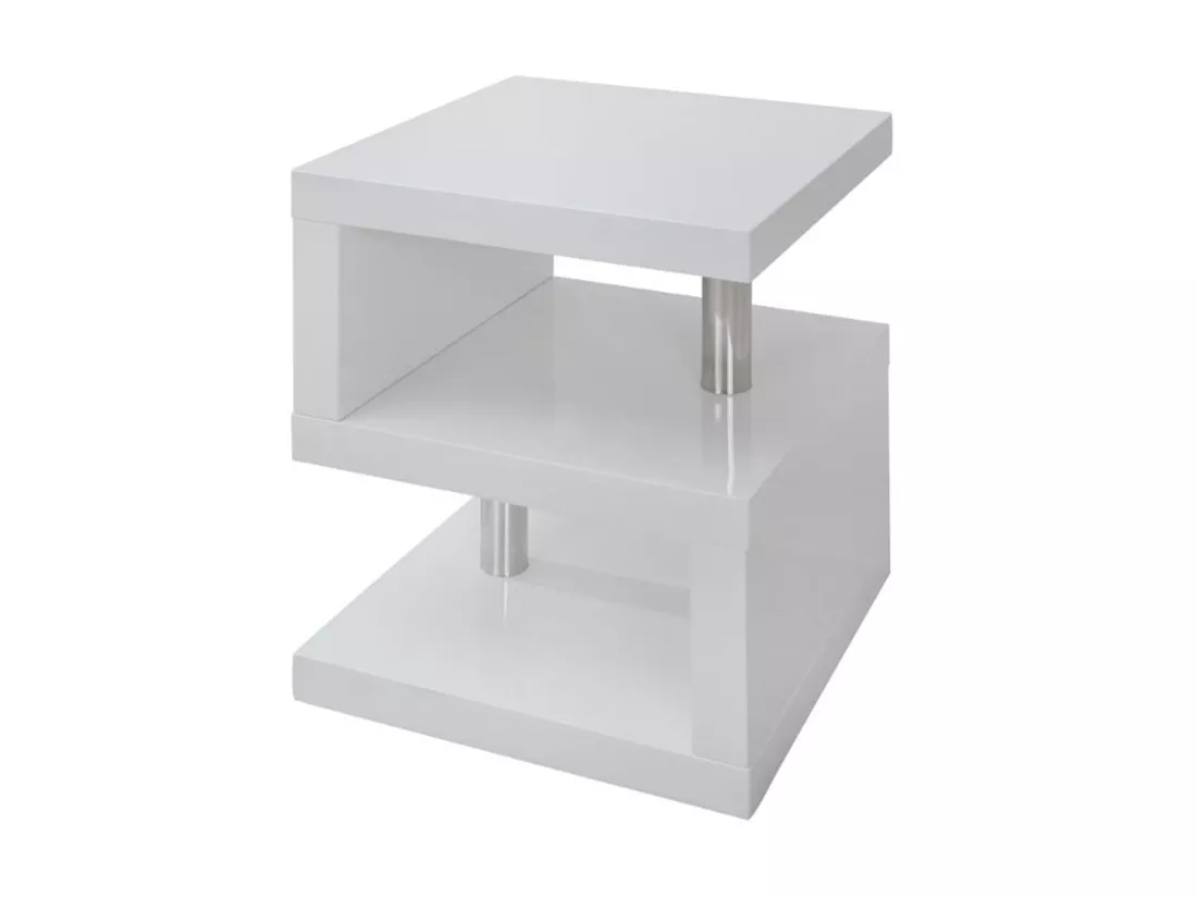 Table d'appoint LYLIA II - MDF laqué blanc - Avec LEDs - Blanc