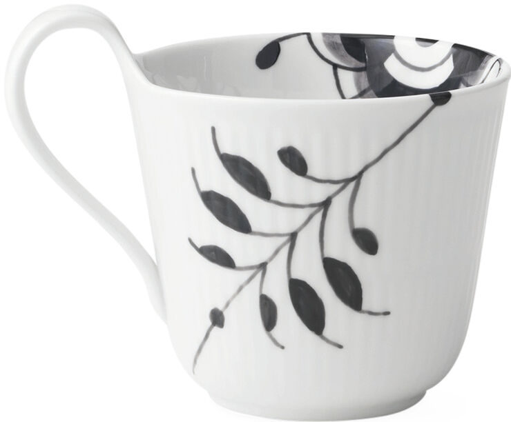 Royal Copenhagen Sort Mega Riflet 33 cl. højhankskop Hvid, sort