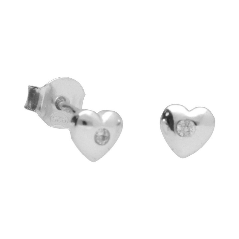 Boucles d'Oreilles Argent 925/000 Rhodié - Coeur Serti