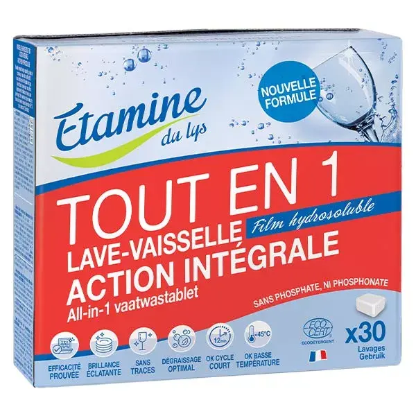 Pastilhas para lava-louças Etamine du Lys All-in-1, ação completa, 30 unidades