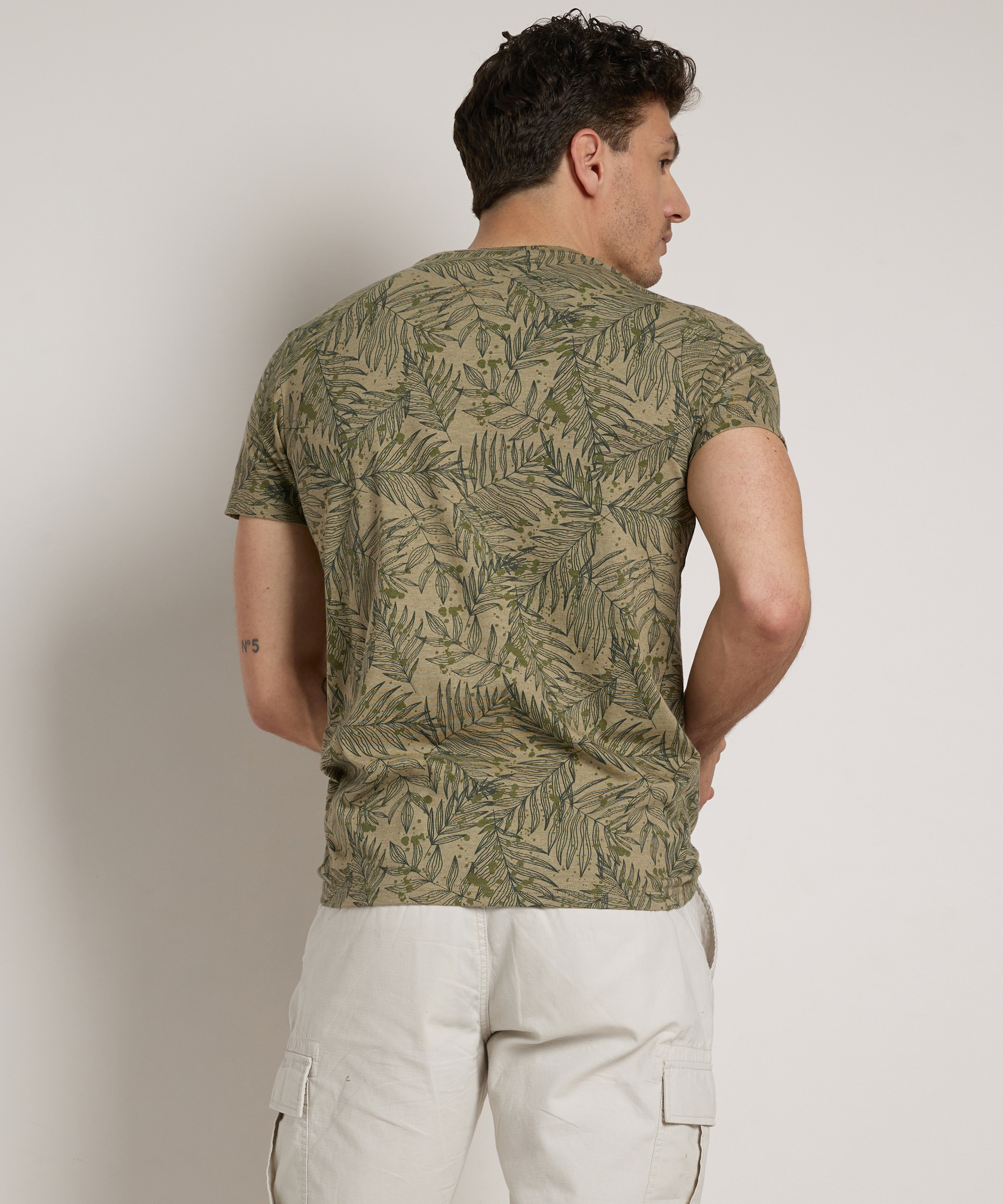 bladprint t-shirt met tekstprint