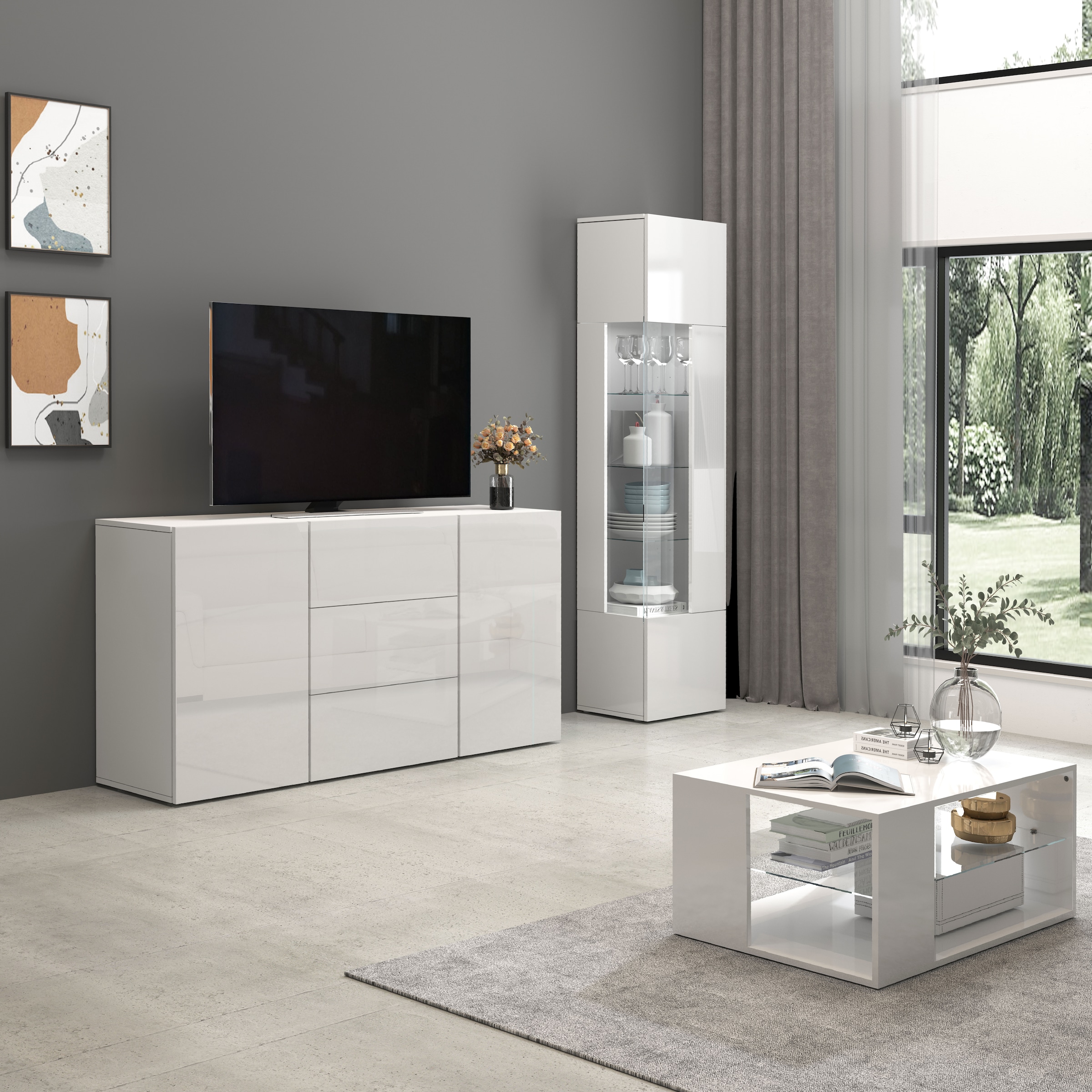 INOSIGN Sideboard »Egypt, Kommode, Schrank, Kredenz,  grifflos« 2 Türen, 3 Schubkästen, kompl. Hochglanz lackiert Breite 160