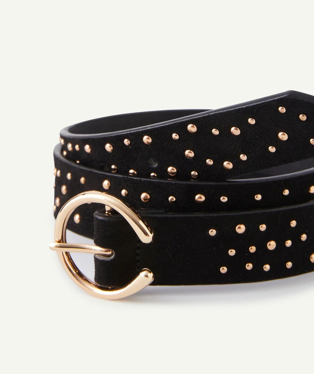 CEINTURE FILLE NOIRE AVEC BOUCLE ET DÉTAILS COULEUR DORÉE