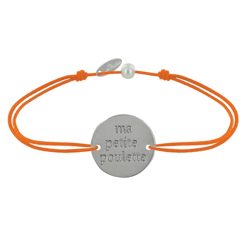 Bracelet Lien Médaille Plaqué Argent Ronde 
