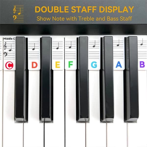 INF Avtakbare note-etiketter til piano og keyboard, 61 tangenter Flerfarget   Flerfarget