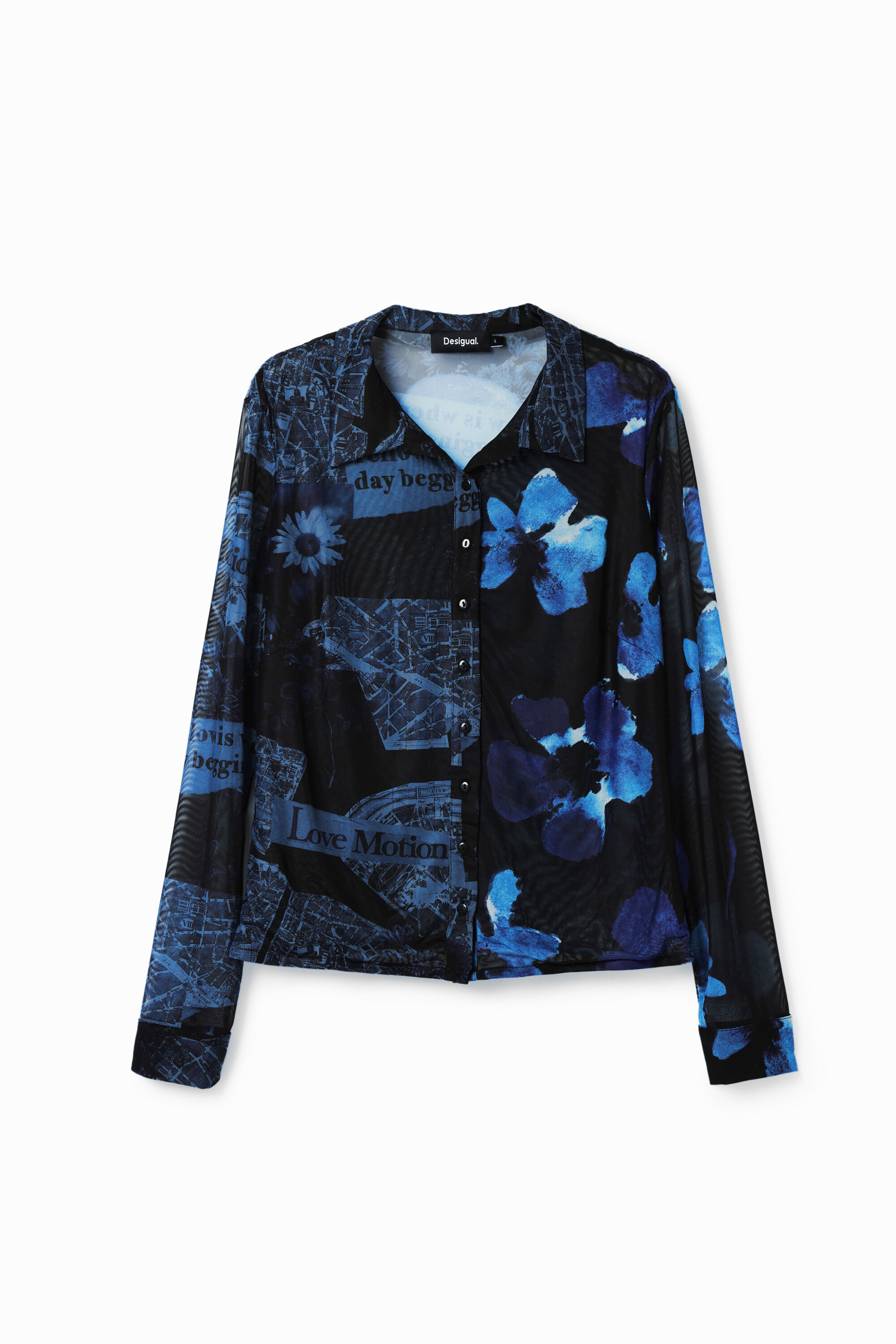 Camiseta de tule com apliques artísticos