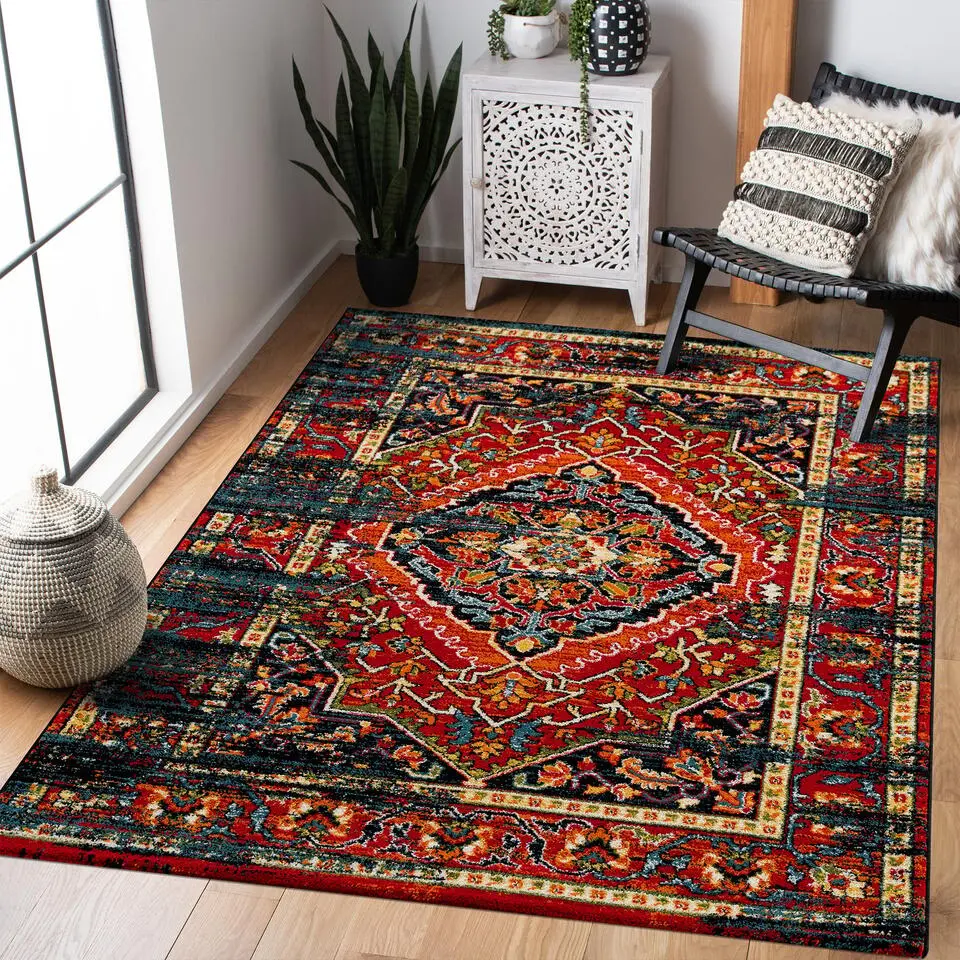 Vintage Marrakech Vloerkleed Zwart / Multi Laagpolig - 240x340 CM