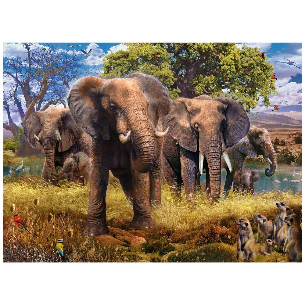 PUZZLE 500 PIECES - FAMILLE D'ÉLÉPHANTS