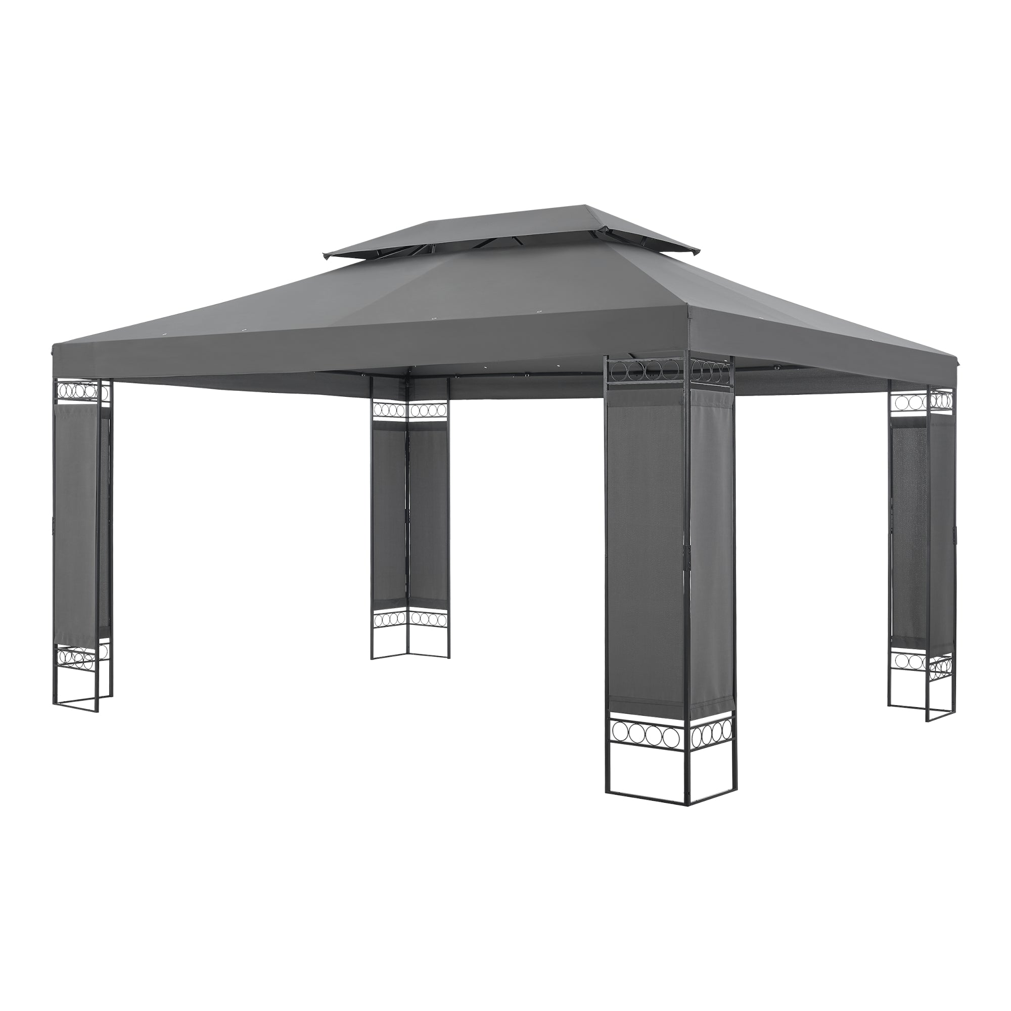 Tonnelle de jardin lanciano avec structure en acier 400 x 300 x 265 cm gris foncé