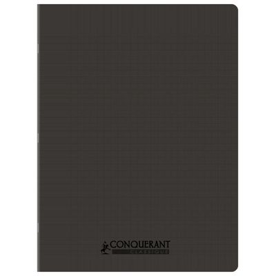 Conquérant Classique - Cahier polypro 24 x 32 cm - 96 pages - grands carreaux (Seyes) - noir