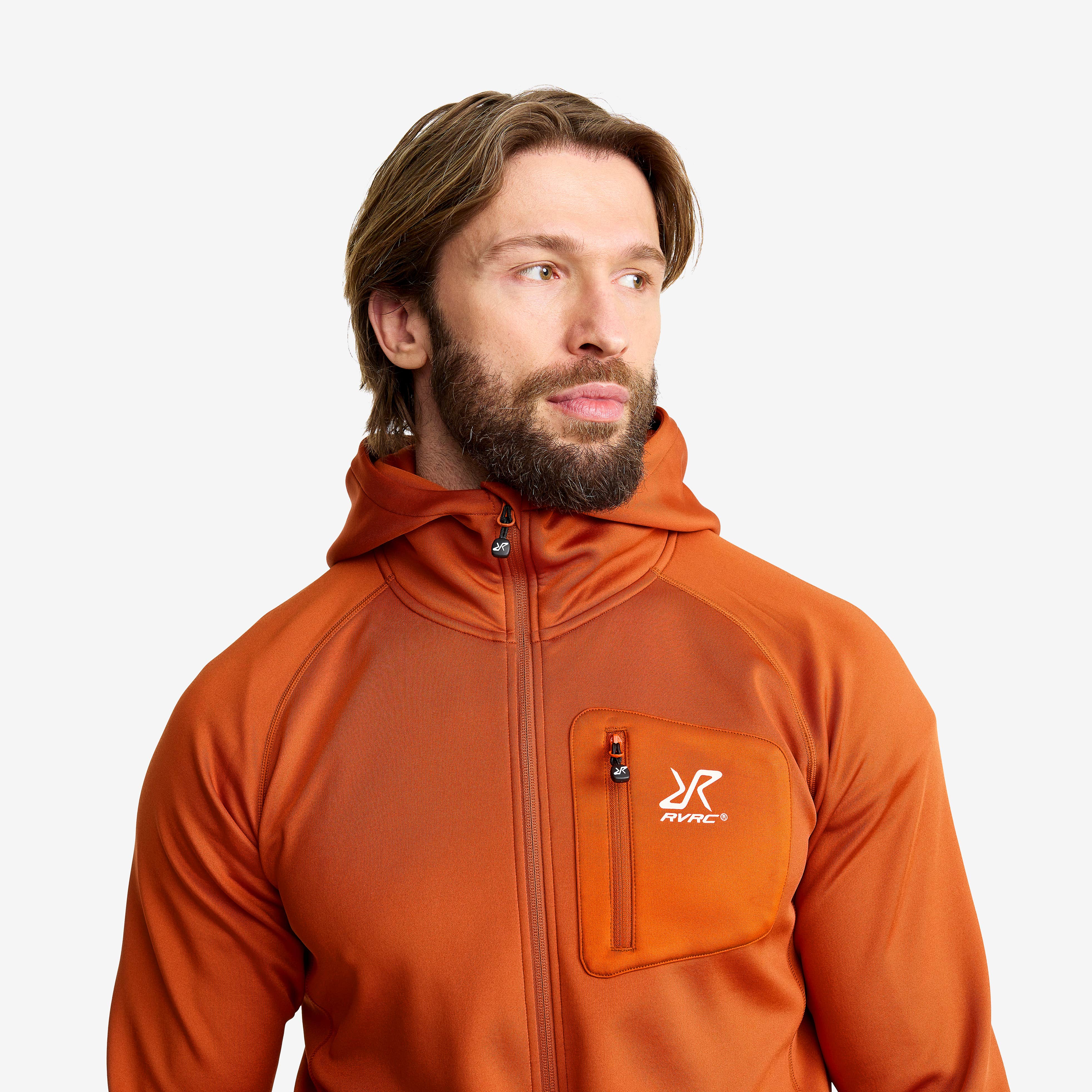 Evolution Stretch Fleece Hoodie Herre Terracotta Brown