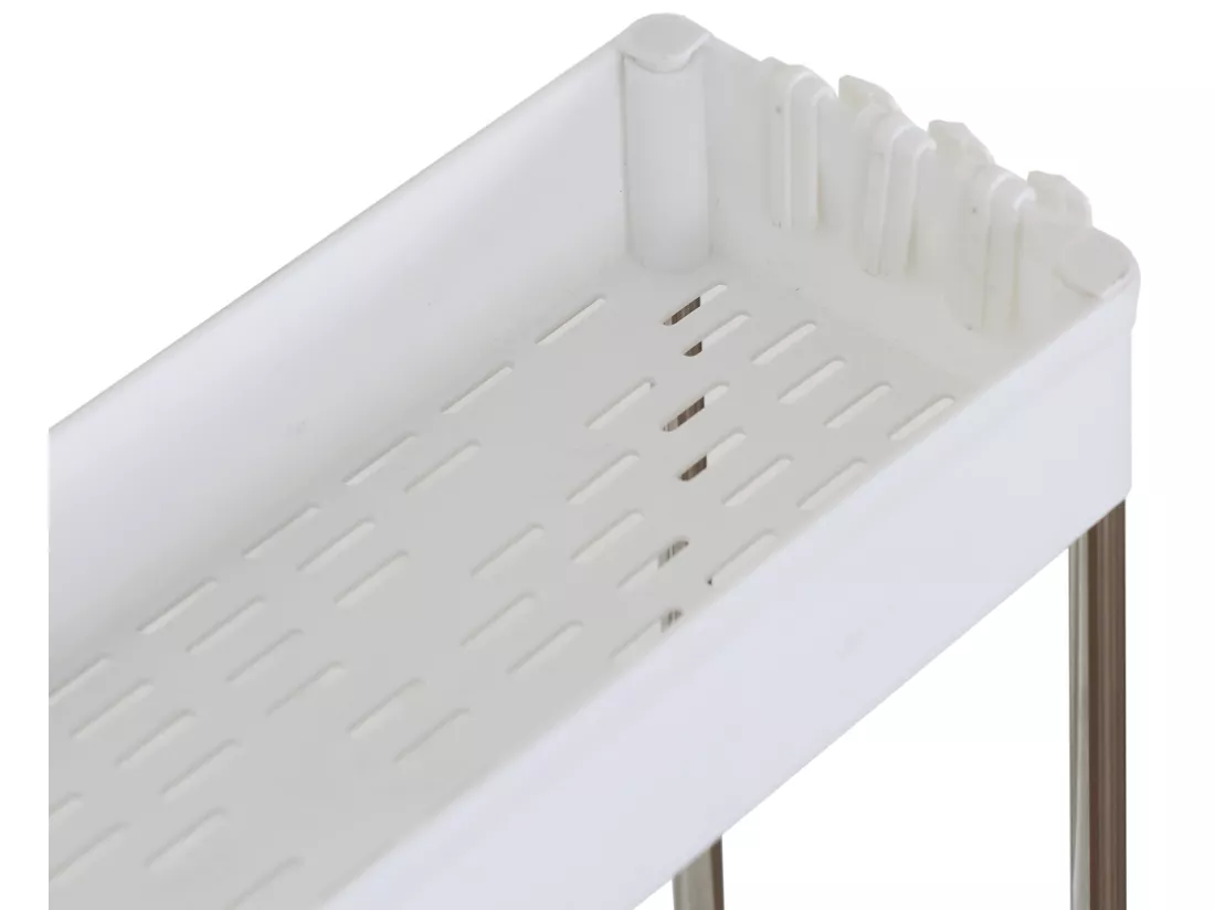 Chariot de cuisine à roues 3 étagères Plastique Blanc Gain de place