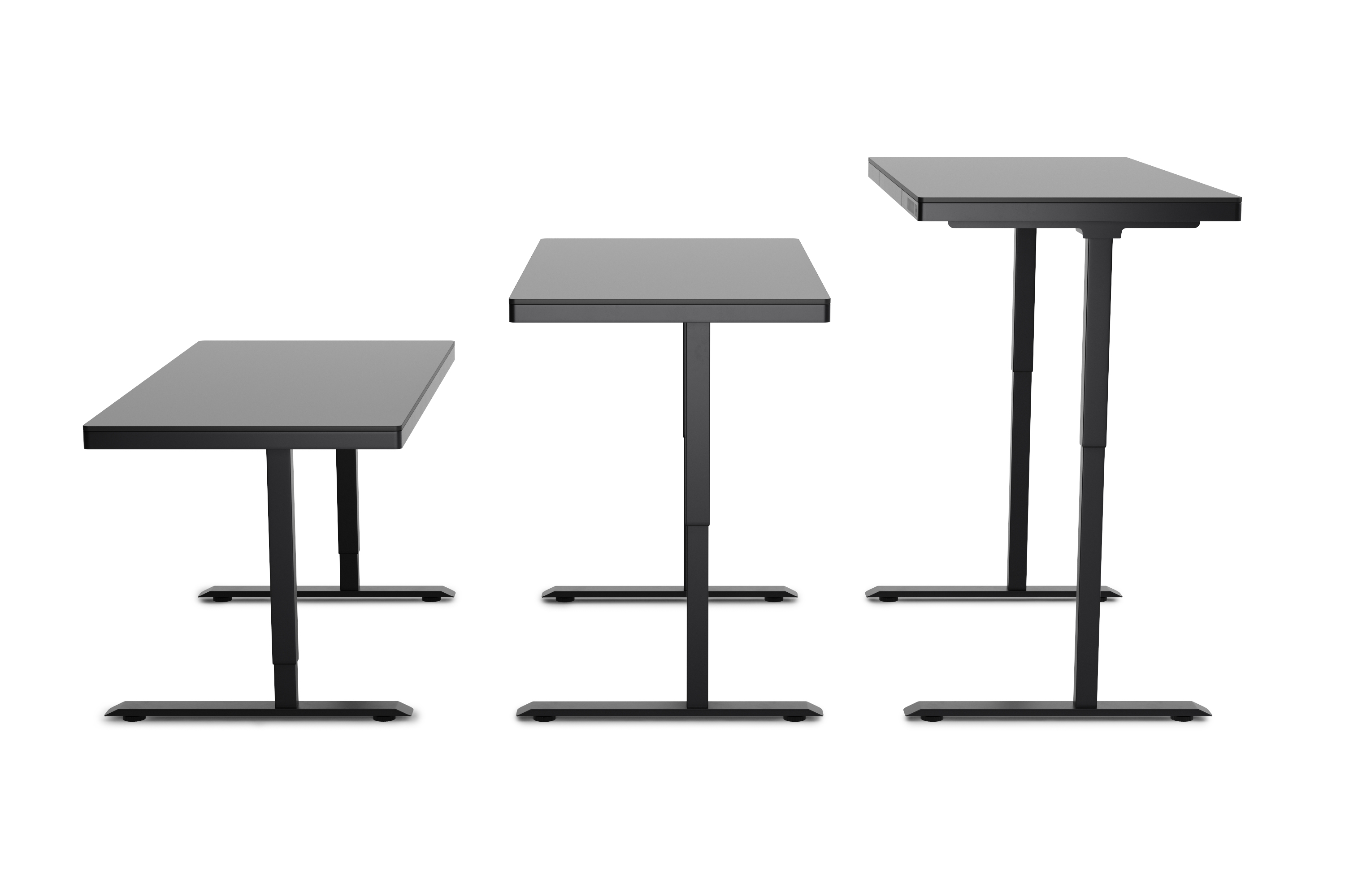 Stehpult elektrisch mit Schublade schwarz 140 x 70 cm
