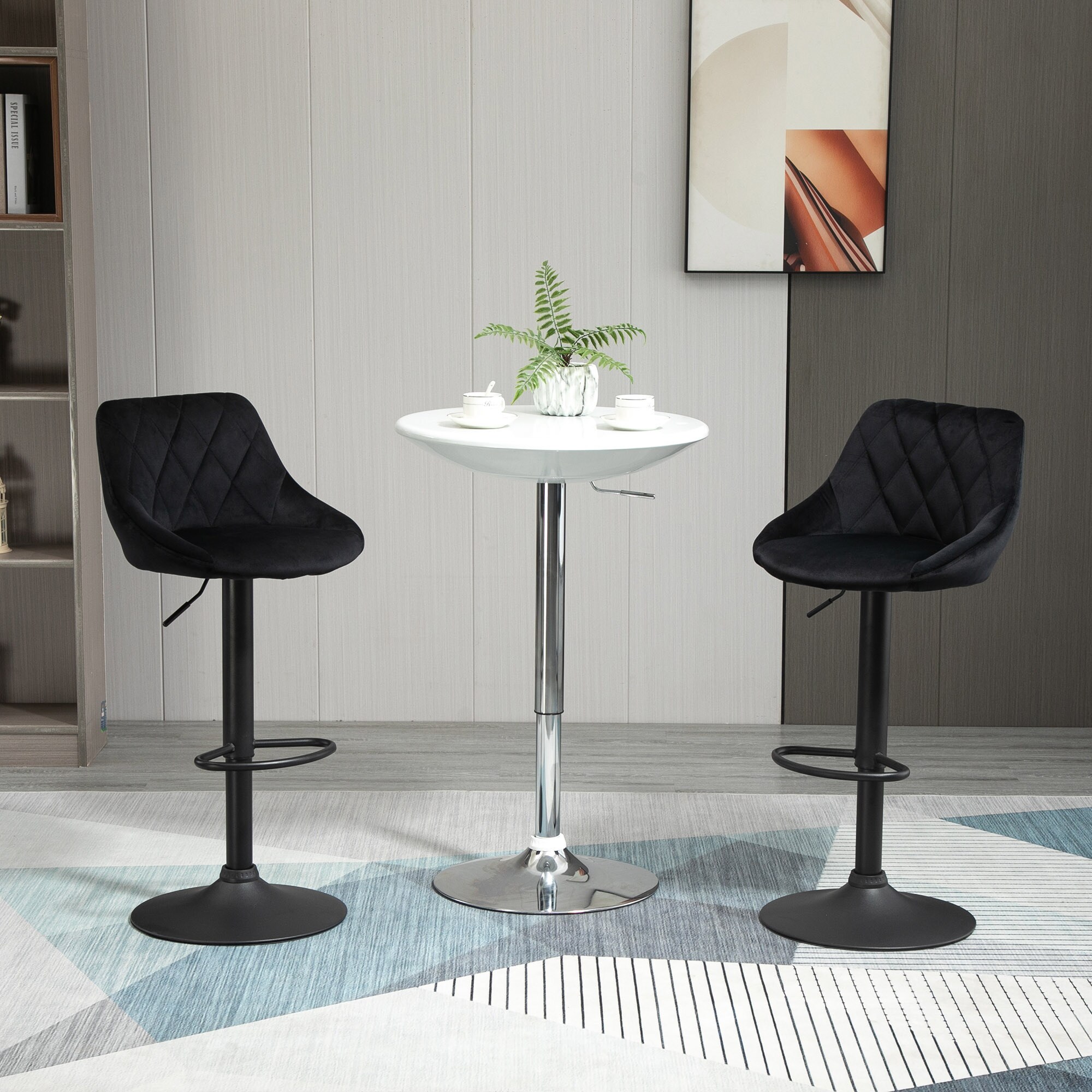 HOMCOM Barhocker Höhenverstellbares Set schwarz 51,5B x 48T x 83-104H cm