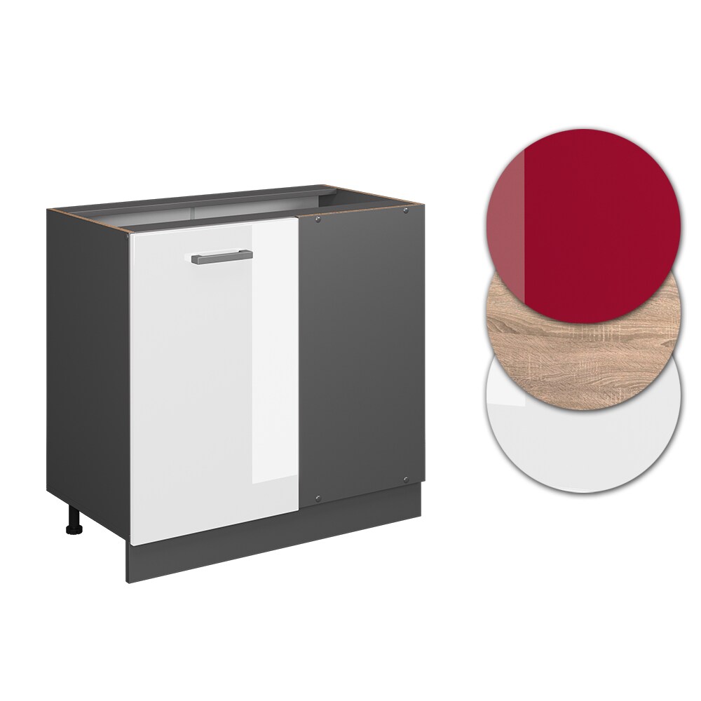 Vicco Eckunterschrank Küchenschrank Küchenzeile R-Line 86 cm Anthrazit Weiß Tür