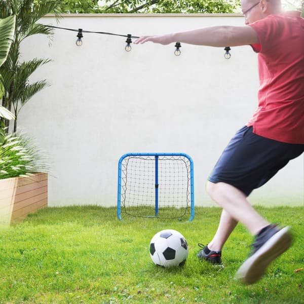 Rebounder for fotball, sammenleggbar fotball Rebounder 63 x 63 cm Justerbar fotballmålsparker for baseballbasketball, metall, blå