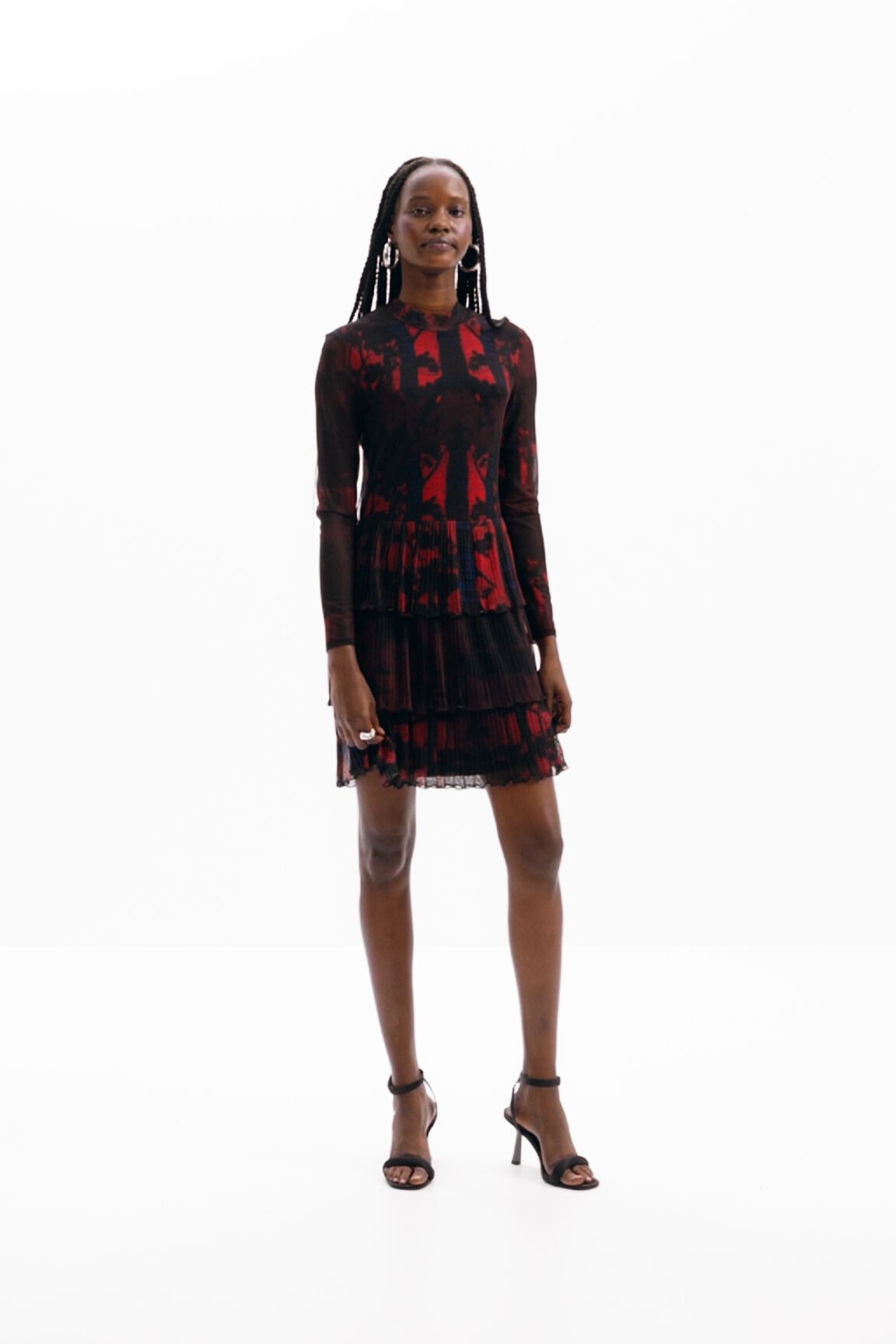Vestido curto plissado de M. Christian Lacroix