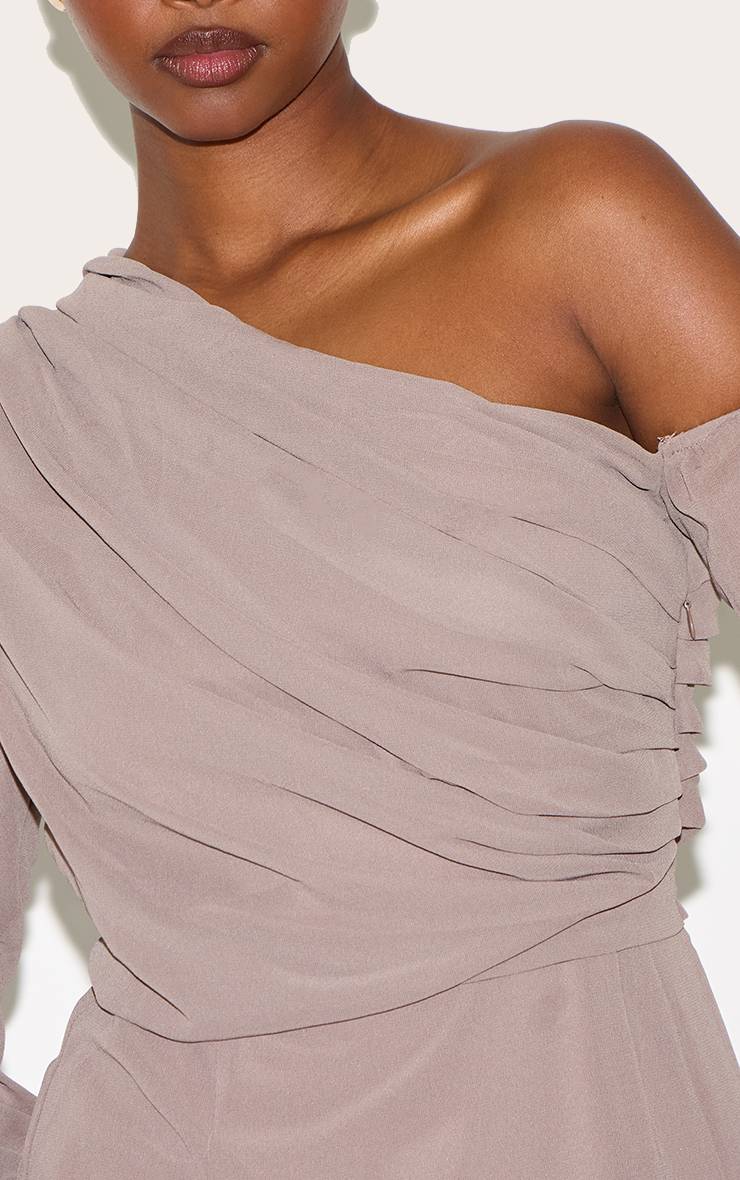 Champignon Robe Droite En Mousseline Asymétrique Froncée