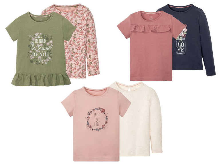T-shirts voor meisjes, set van 2, katoen en polyester