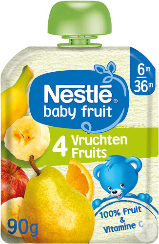 Nestlé Baby Fruit Gourde Compote 4 Fruits Bébé 6+ Mois Gourde 90g