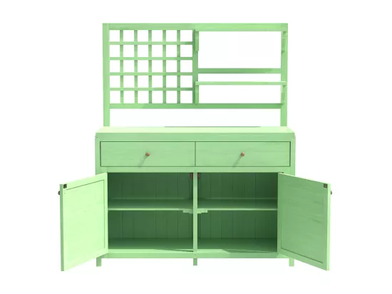 Armoire de jardin en bois avec étagères fixes pour rangement extérieur coffre d'exterieur couleur vert nature