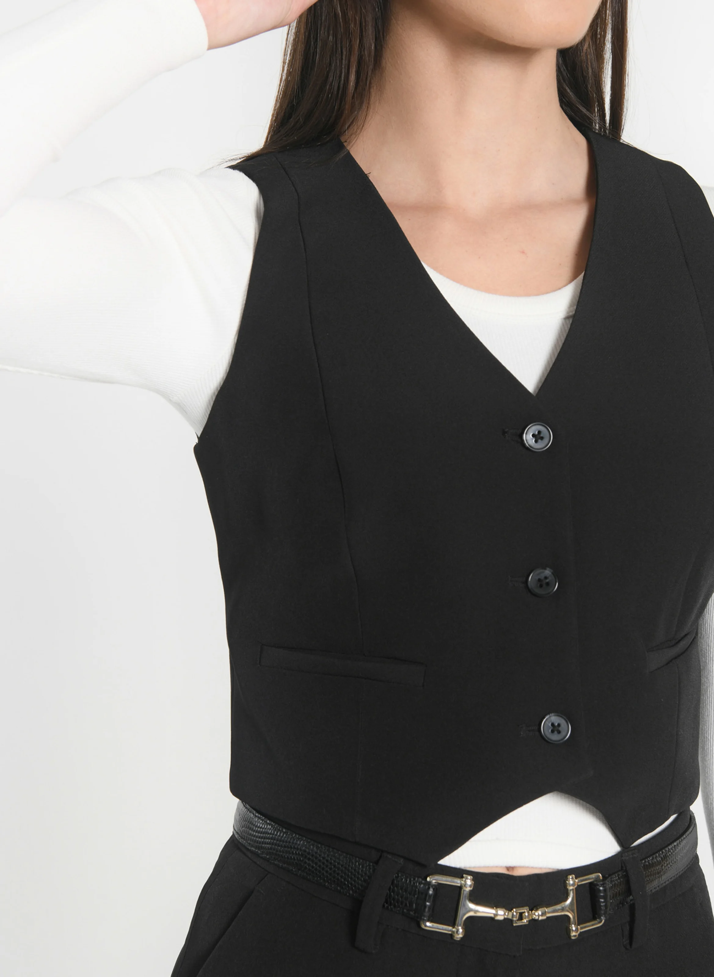 MATHILDA - Gilet de costume boutonné| Noir