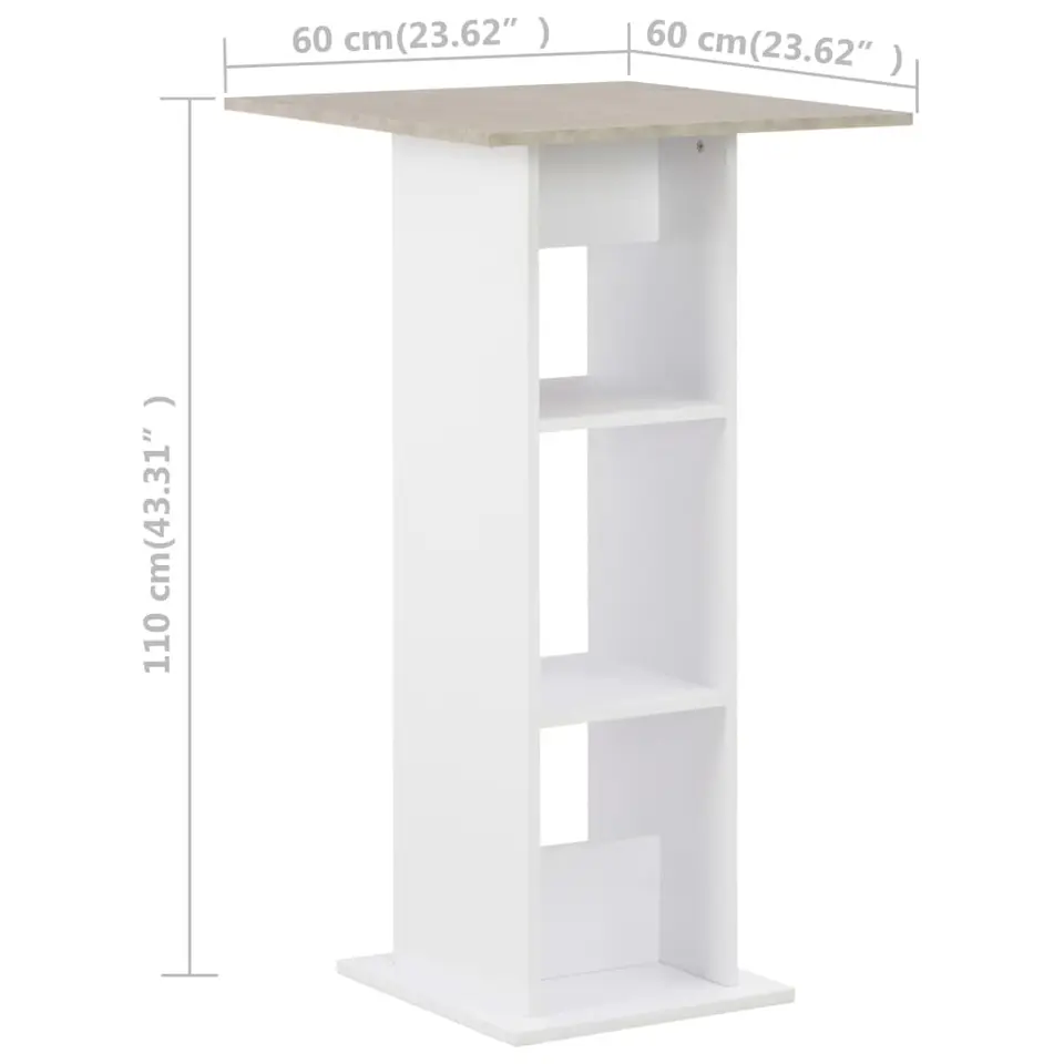 vidaXL - Bartafel - Wit - Bewerkt hout
