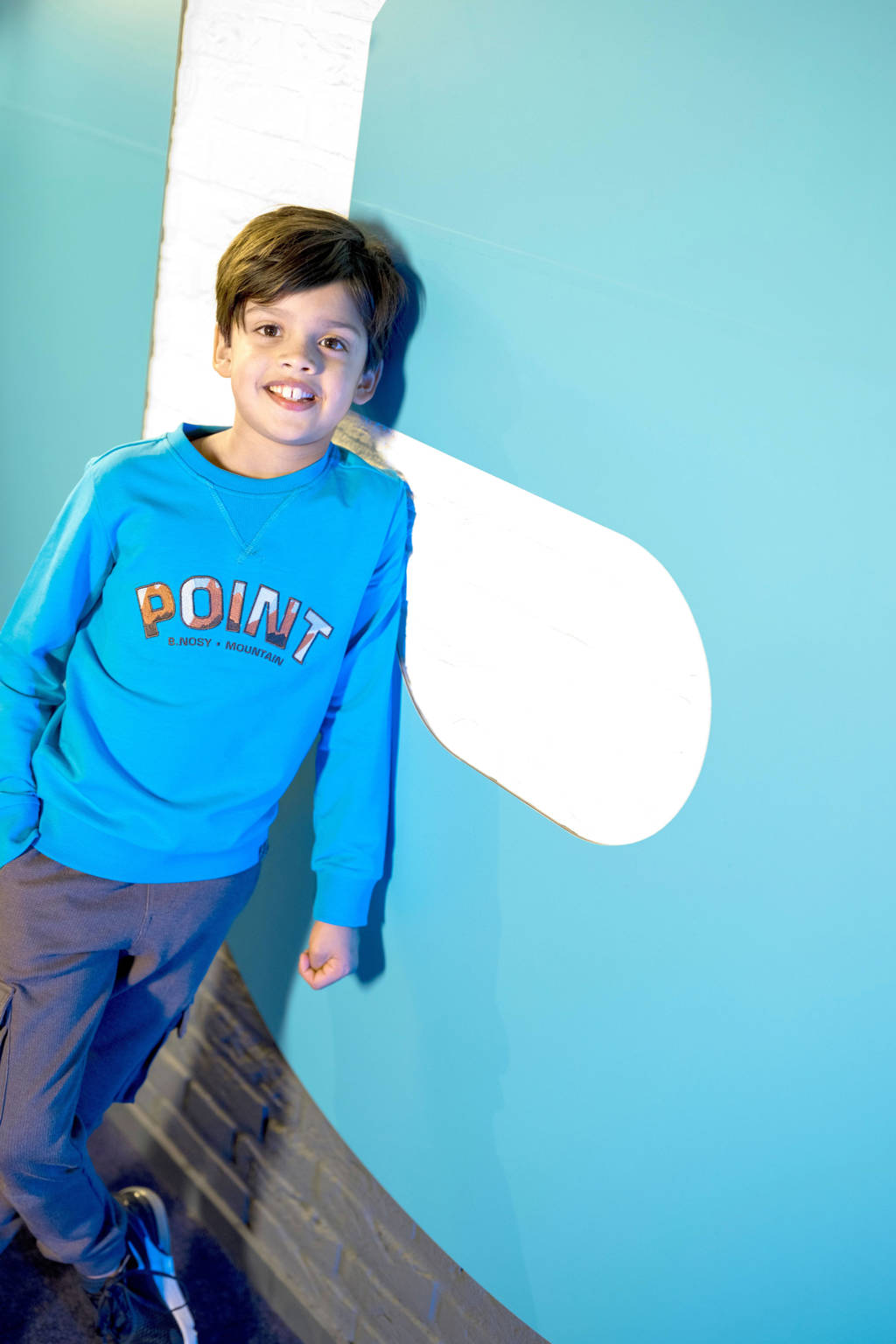 B.Nosy sweater Sef met tekst aquablauw