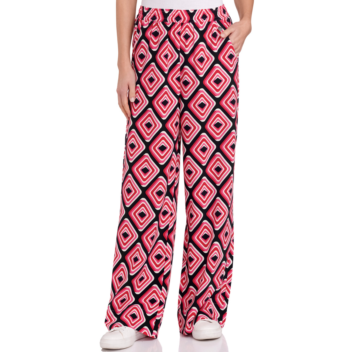 Gina Benotti Damen Hose im Retro-Look rot / pink / dunkelblau