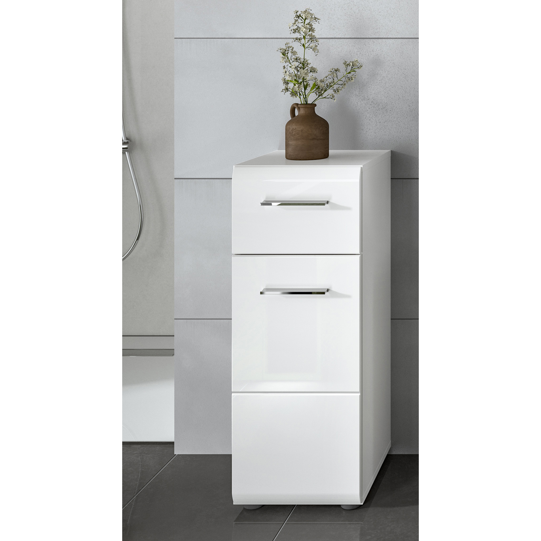 Standschrank ICE - weiß Hochglanz - 30 cm