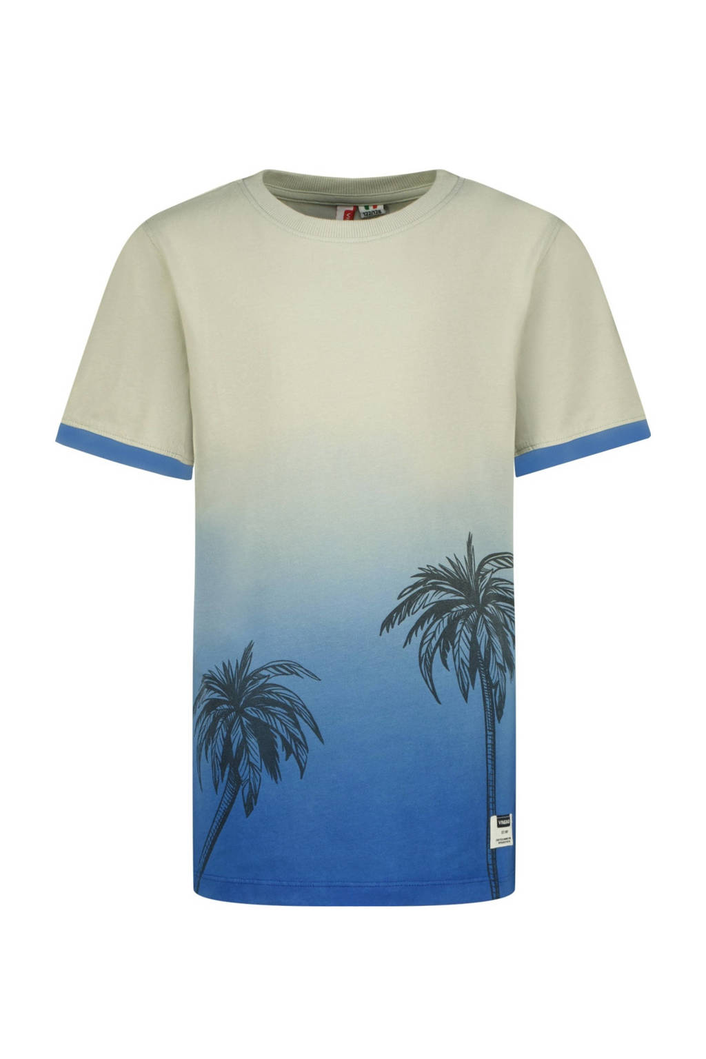 Vingino T-shirt met all over print blauw/lichtgrijs