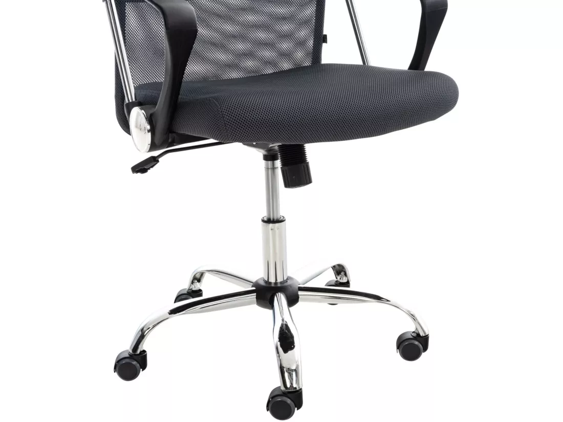Chaise de bureau - Similicuir & Métal chromé - Gris - Washington