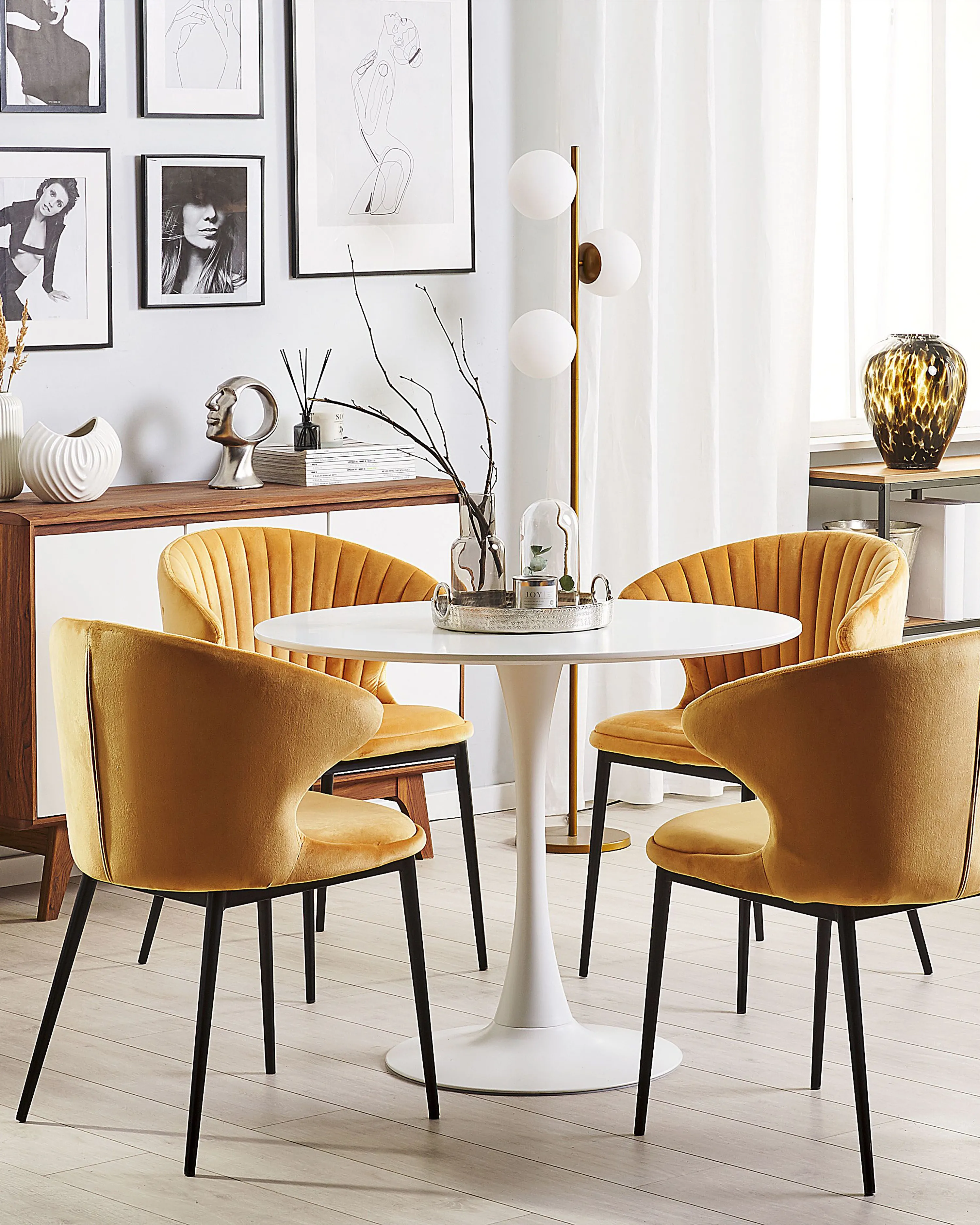 Set van 2 eetkamerstoelen AUGUSTA Fluweel Mosterdgeel