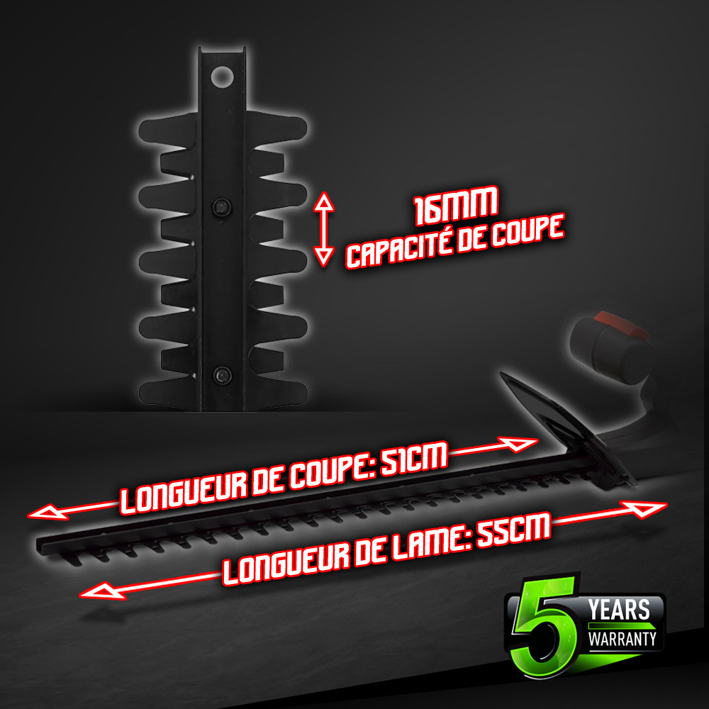 Taille haies 20v max sans batterie - lame 55cm - capacité de coupe 16mm - const