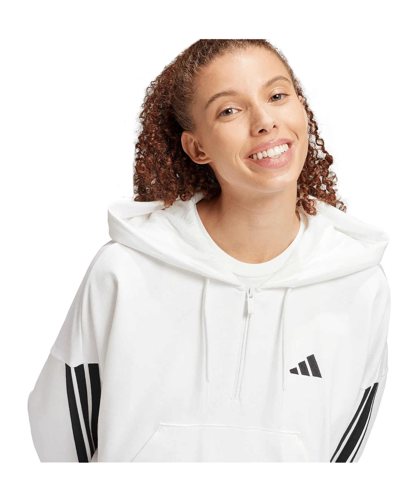 adidas Essentials 3-Streifen French Terry HalfZip Hoddy Weiss/Schwarz