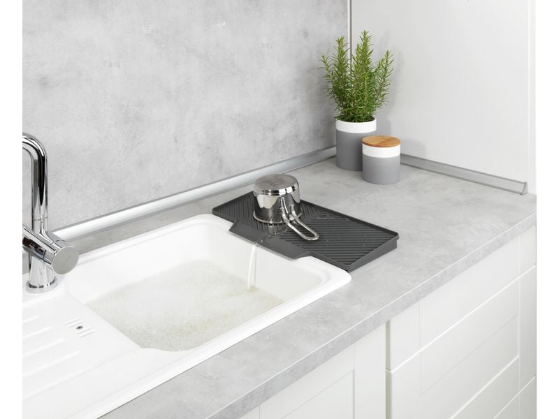 Wenko Abtropfmatte Neli 20 x 3 x 40 cm, Grau Trockenmatte