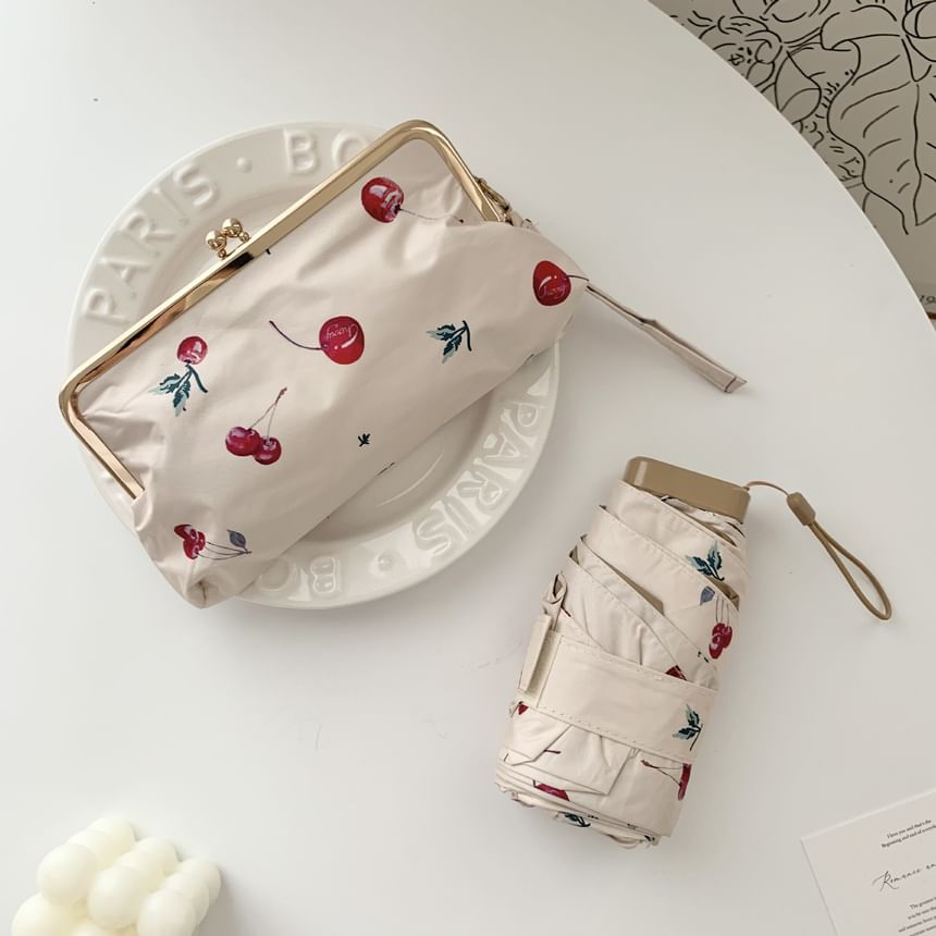 Fenmo - Compacte paraplu met bloemenprint en clipframe-tas (verschillende ontwerpen)