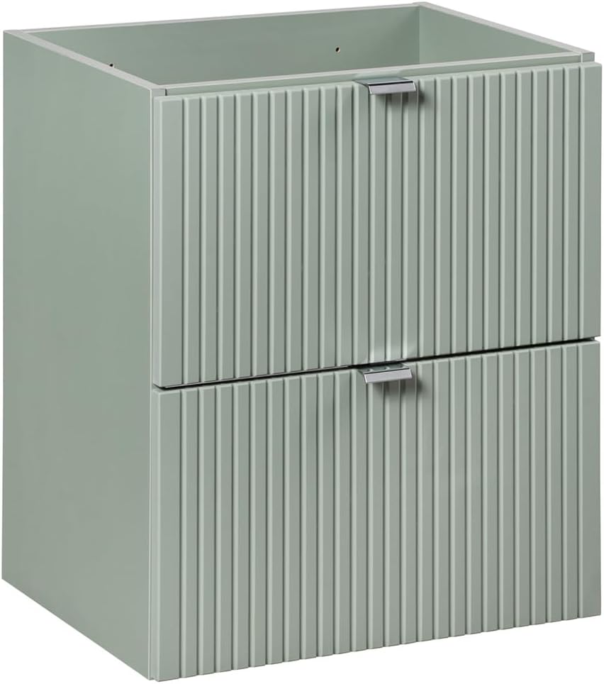 Lomadox Waschtisch 50cm, grün, gerillte Front, hängende Montage, geringe Tiefe 40cm