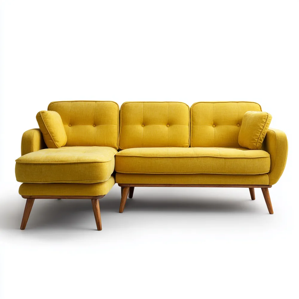 Ecksofa Stoffpolster 200x140x85 cm – Gelb – Modernes Design