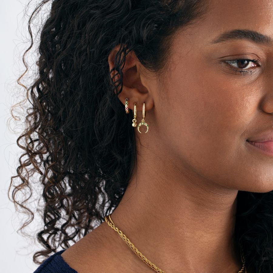 Timi Of Sweden Aya Crystal Horn Hoop Earrings