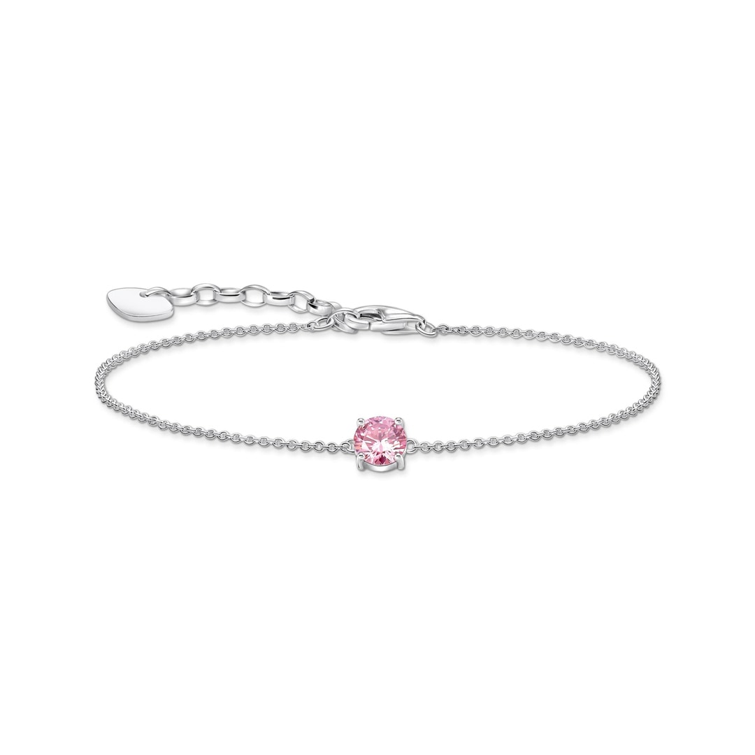 Thomas Sabo Basics Armband mit pinkfarbenem Zirkonia-Anhänger Silber