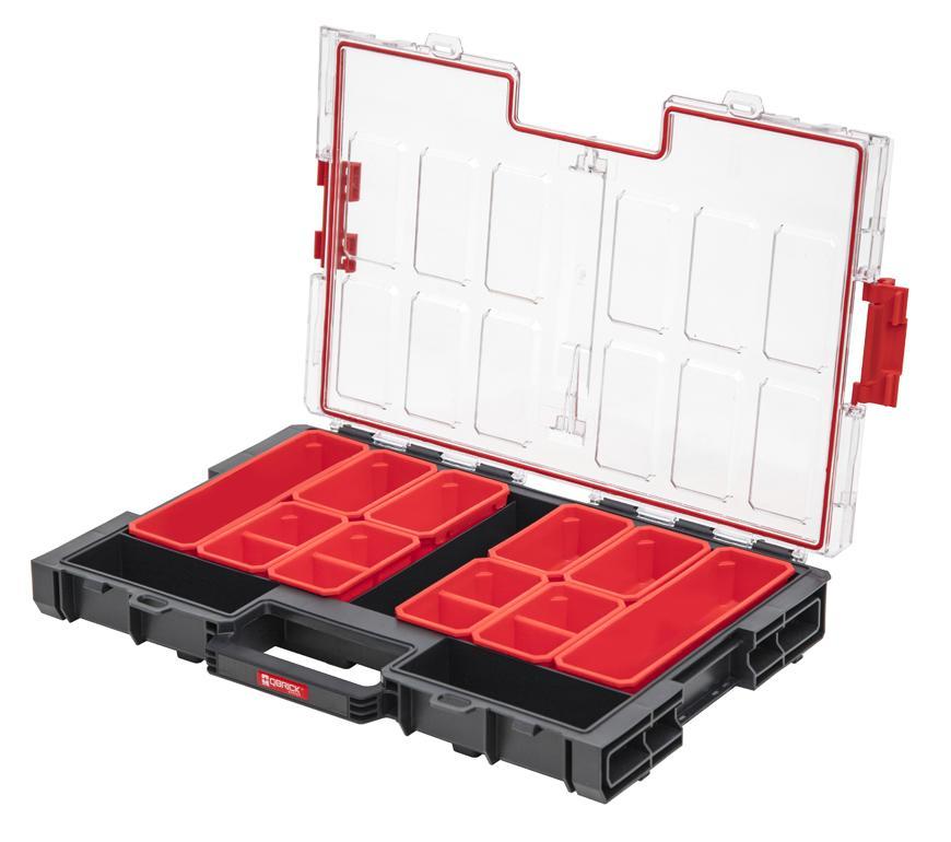 PROREGAL QBRICK Assortimentsdoos Één L HxBxD 53 x 53 x 7 cm 6 liter 12 vakken Met deksel Handvat met klemsluitingen Zwart