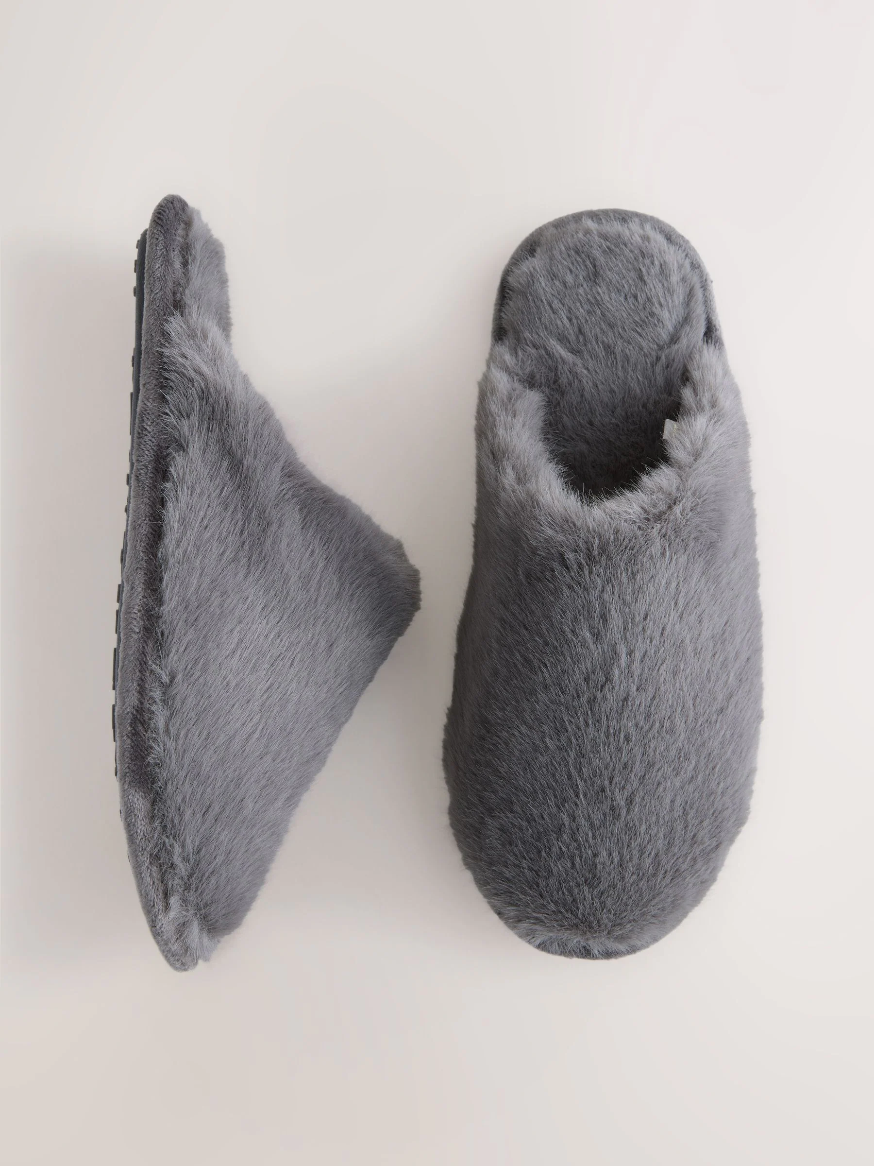 Grijs - Pantoffels met imitatiebont