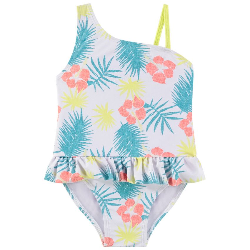 Maillot de bain 1 pièce en jersey imprimé fleuri pour bébé fille - Blanc