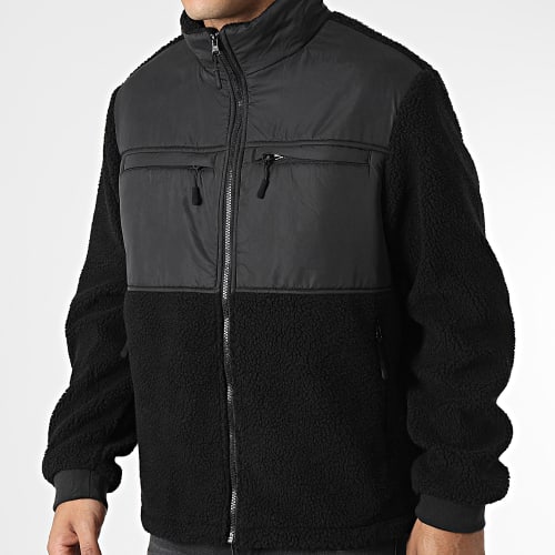 Veste Zippée Fourrure Mouton Patched Sherpa TB5539 Noir