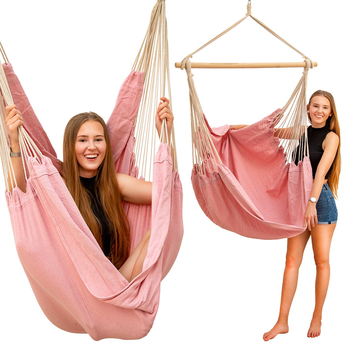 XXL Hangstoel Relaxstoel 185x130cm tot 150kg in Roze
