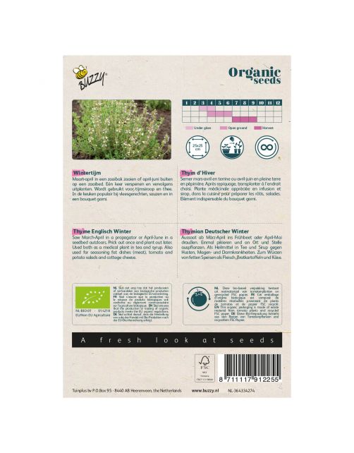 Buzzy Organic Winter Tijm - Bio - Kruidenzaden - 150 g