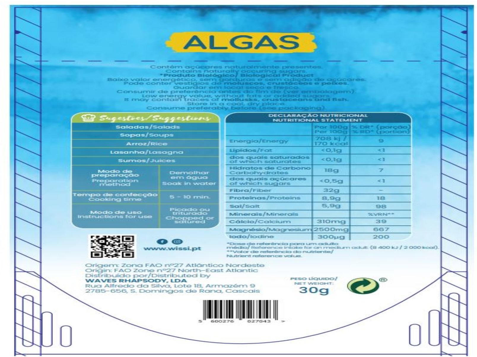 ALGAS WISSI ALFACE DO MAR BIO 30G