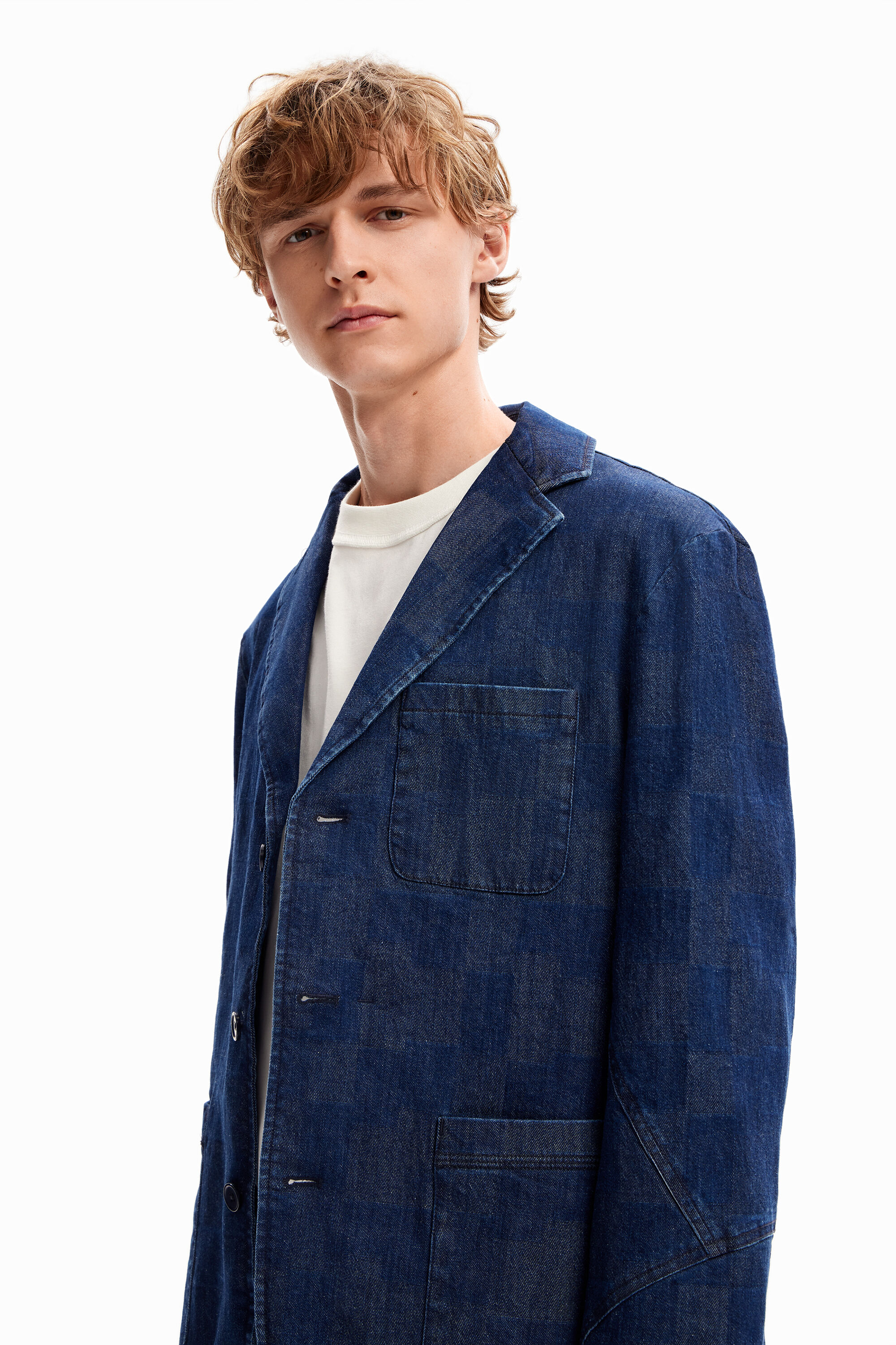 Blazer jean carreaux