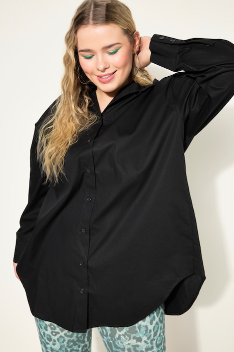 Bluse, oversized, Rücken-Knopfleiste, Langarm
